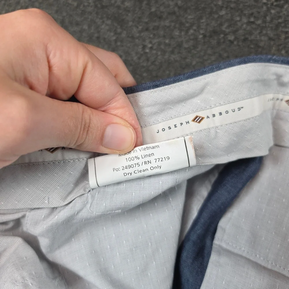 Joseph Abboud Heritage Dress Pants Blue Mens 38x28 Angelico Linen Trousers Work